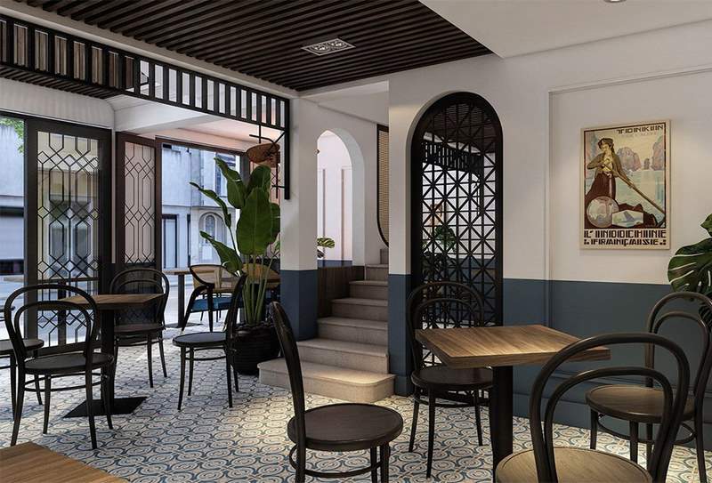 Quán cafe phong cách Indochine phù hợp với những khách hàng yêu thích vẻ đẹp Á lẫn Âu